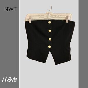 NWT H&M Black Corset-style Top, Sz S